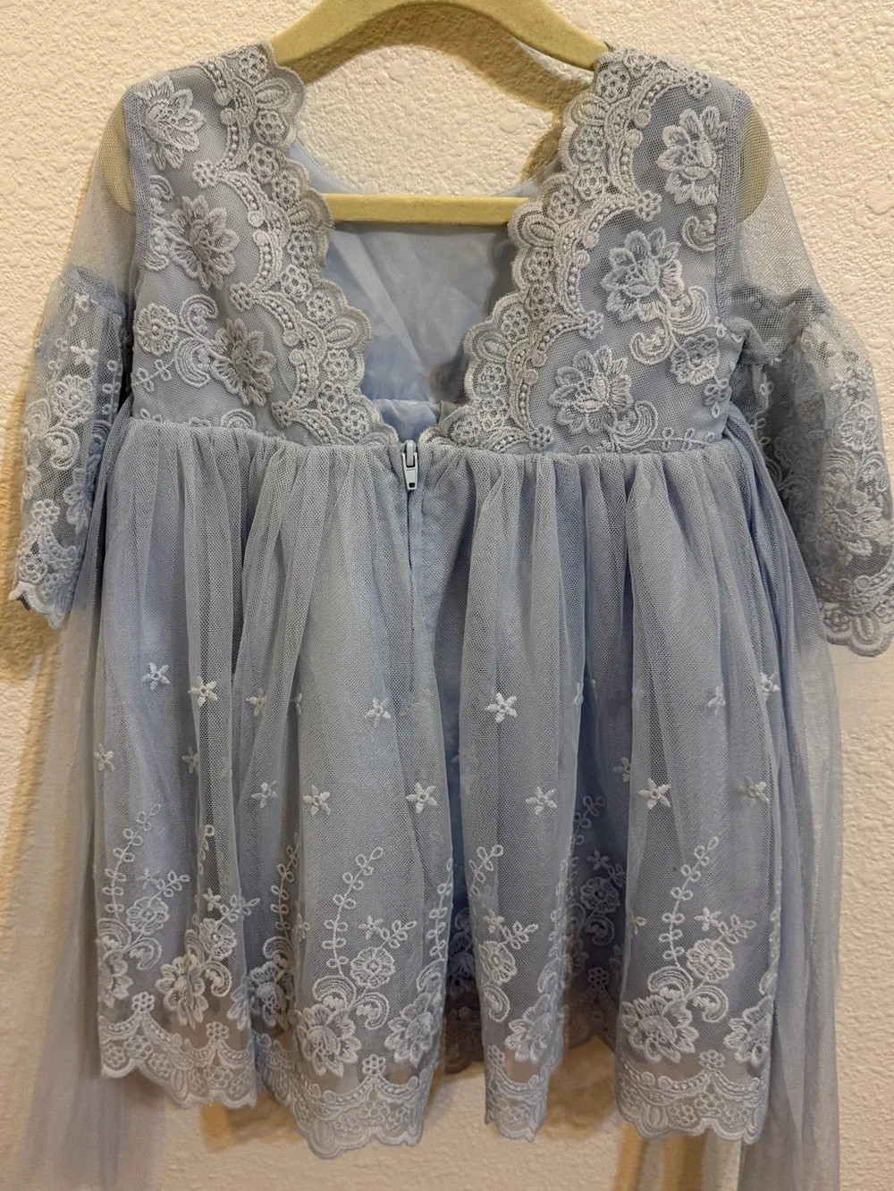 Girls Powder Blue Lace & Tulle Formal Dress party holidays floral design